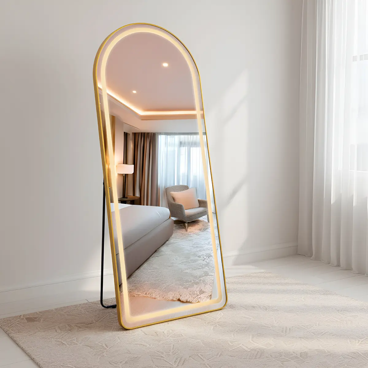 Acabamento da Espelho 170x70cm Led Oval Grande Corpo Inteiro Moldura