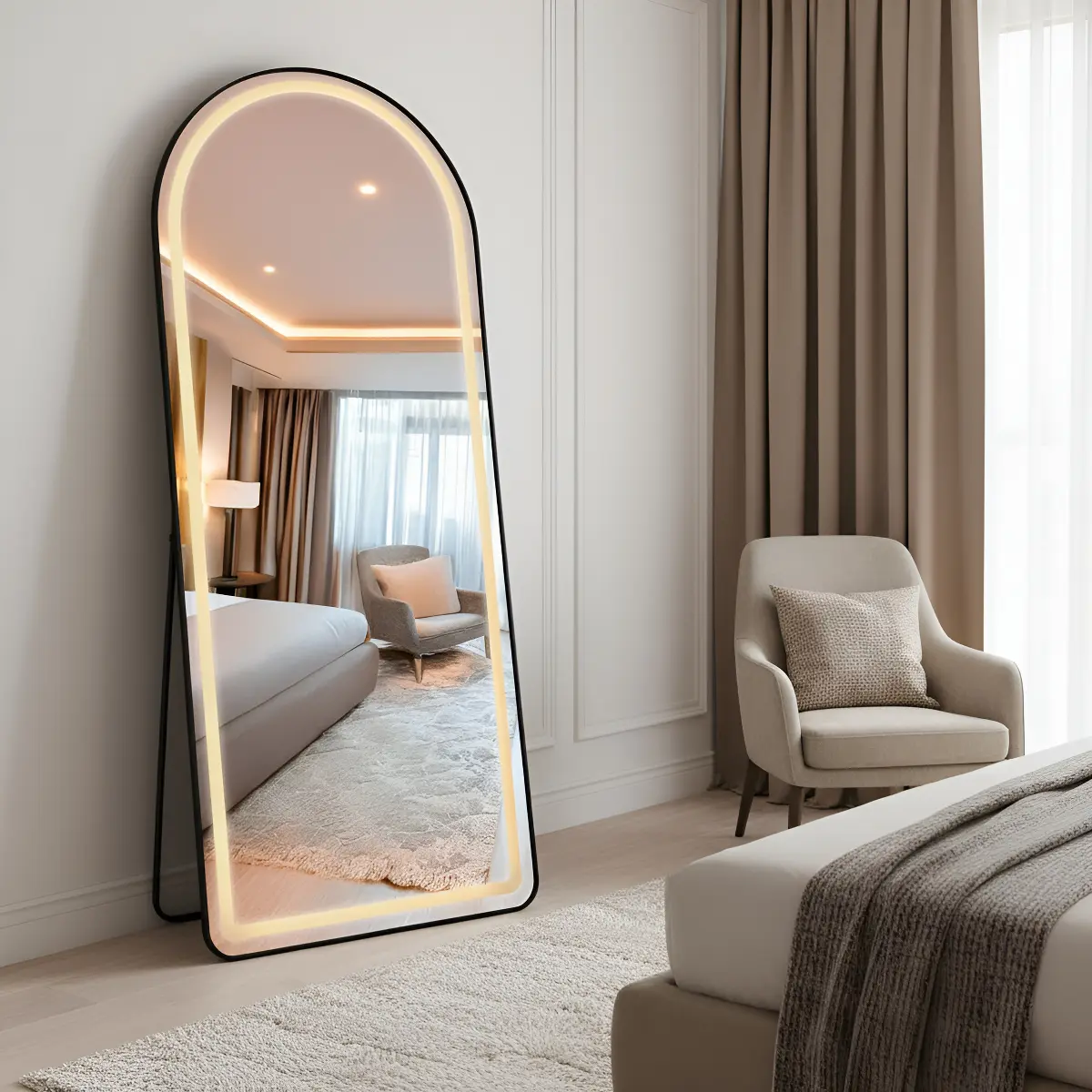 Espelho 170x70cm Led Oval Grande Corpo Inteiro Moldura